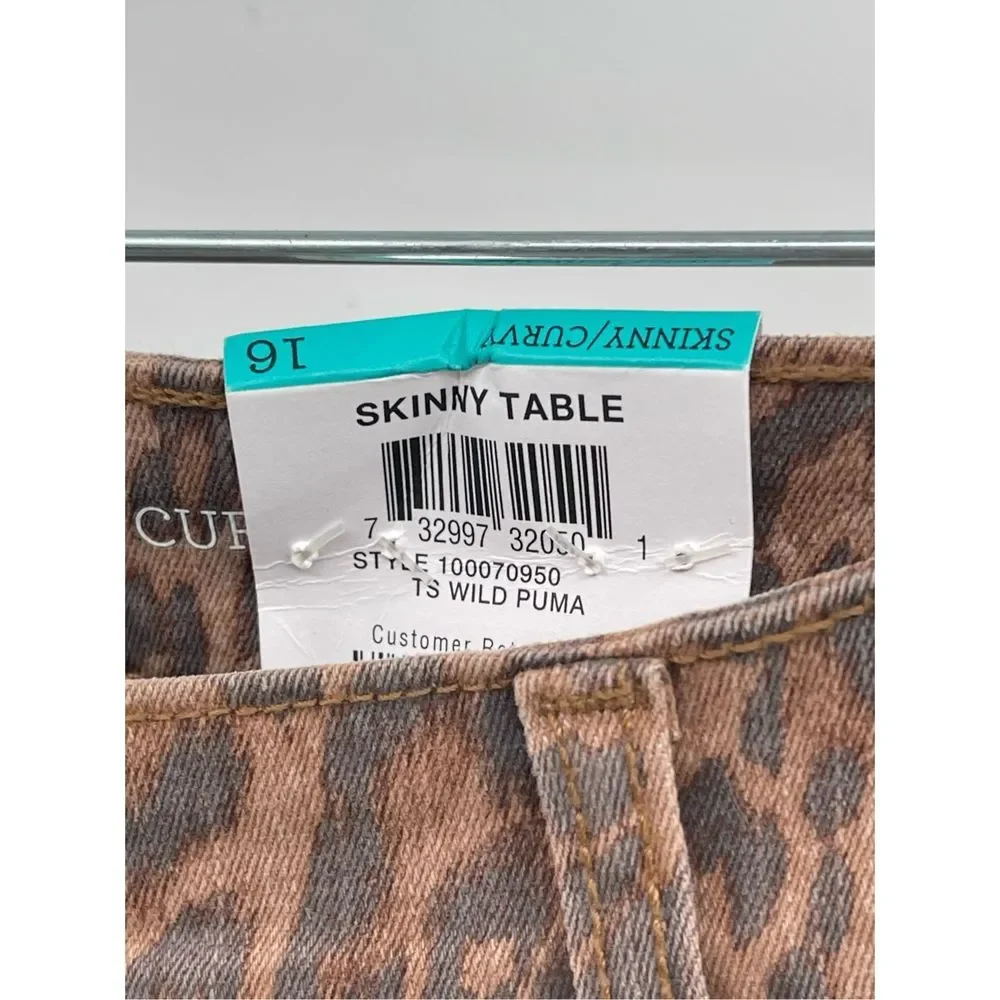 Style & Co Jeans Skinny Leopard Women Size 16 Brown‎ Black High Rise New
